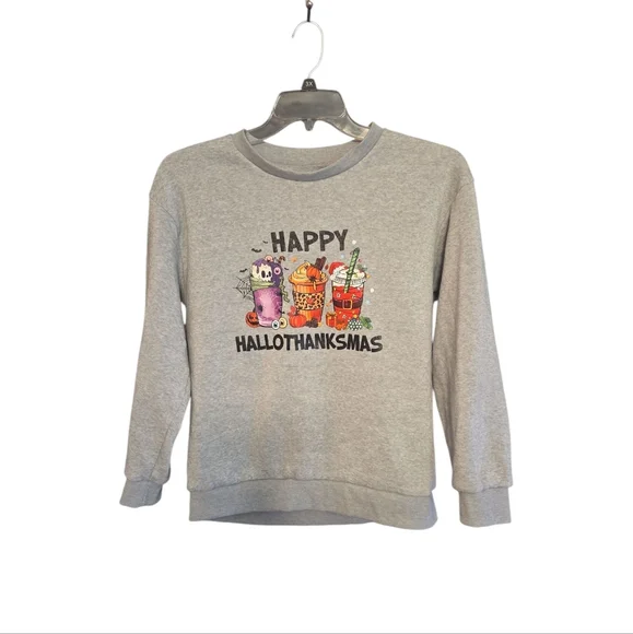 Women's Gray Holidays HalloThanksMas Sweatshirt Size M - Picture 1 of 5